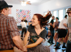 2016 POF Institute participant Emily Saba at a square dance in Carcassonne, KY. Photo Credit: Lafayette College/Clay Wegrzynowicz '18.