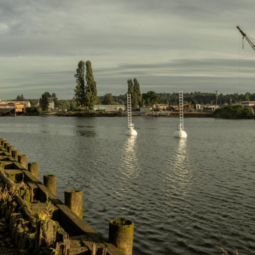 Image of the duwamish river on an overcast day