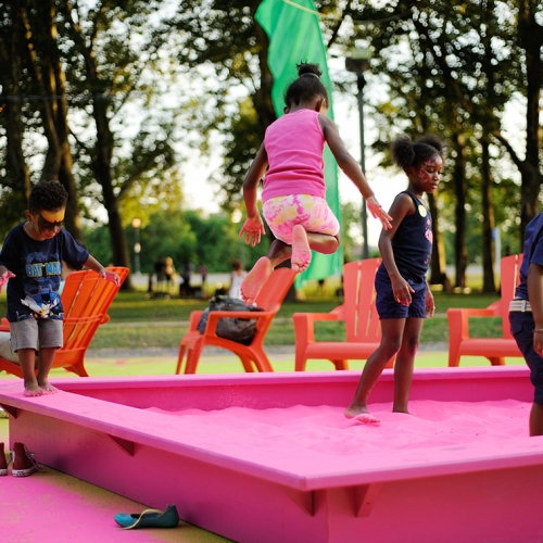 Children playing on a playground