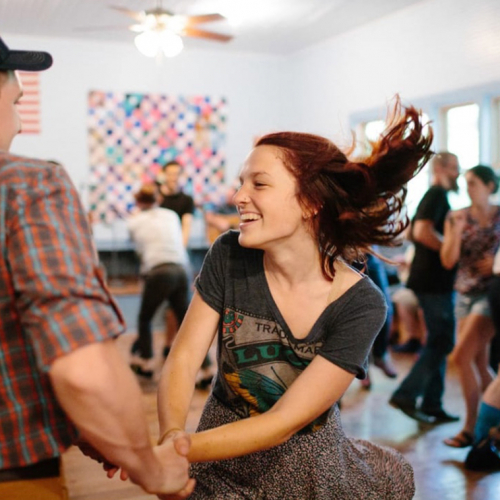 2016 POF Institute participant Emily Saba at a square dance in Carcassonne, KY. Photo Credit: Lafayette College/Clay Wegrzynowicz '18.