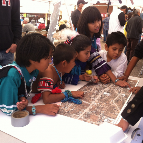 Young dancers at a Zuni Pueblo MainStreet mapping event. 