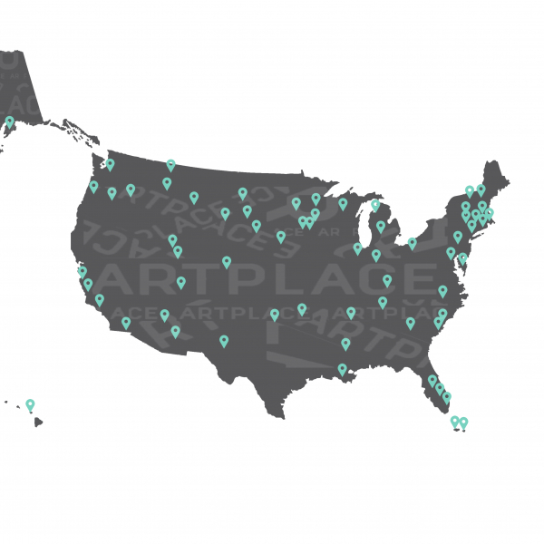 Map of the United States with blue pins marking the new funded projects